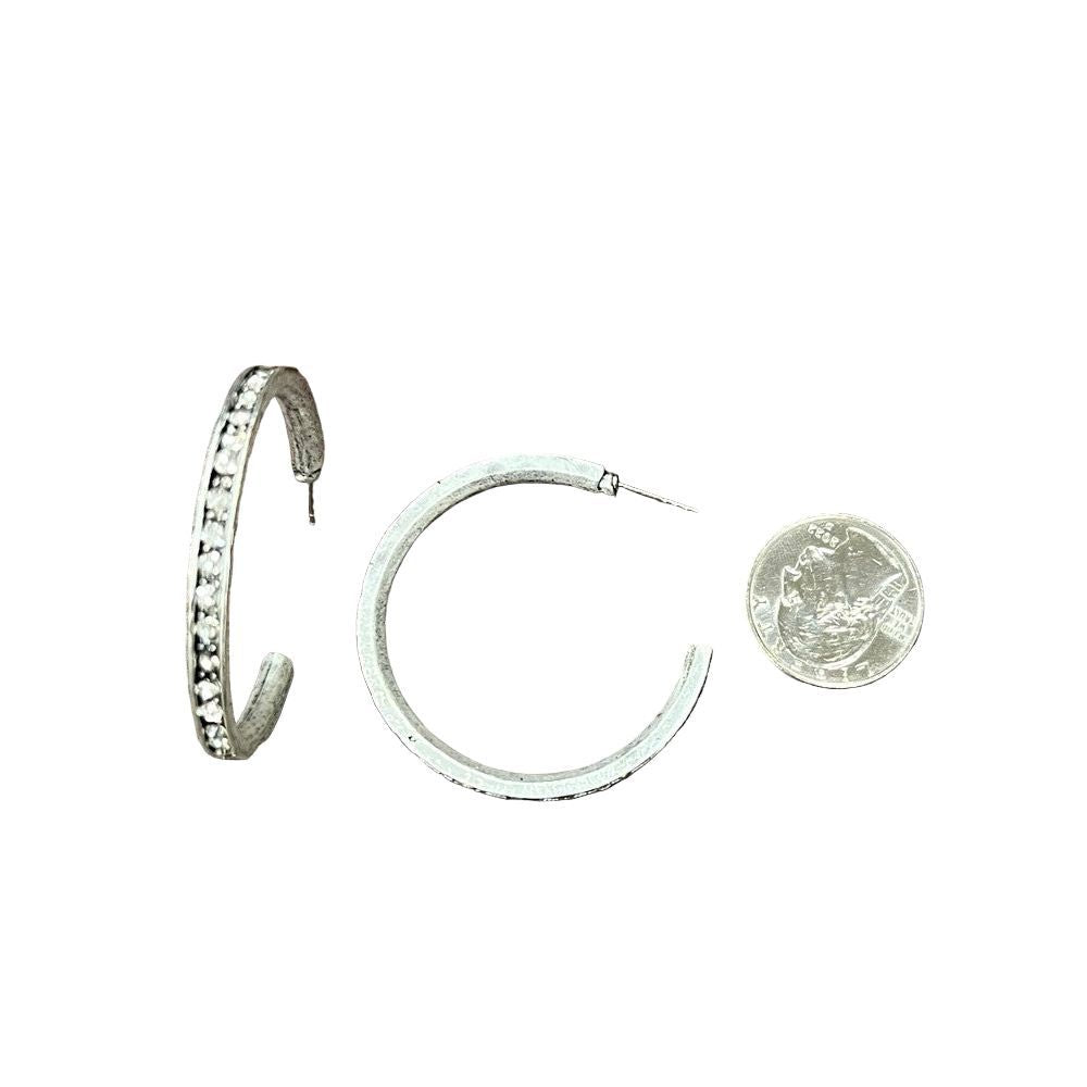 Women's Isac 1.75" Long Crystal Hoop Stud Earrings