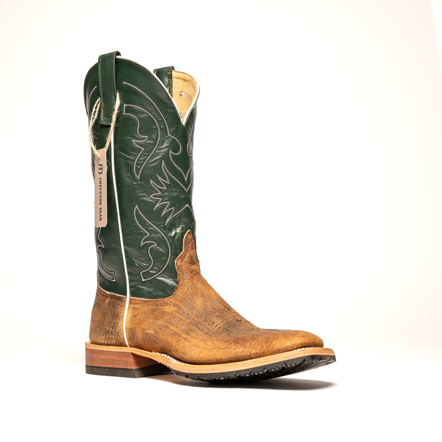 Anderson Bean Distressed Bison with 13" Green Glove Top - Crazy House Western Wear