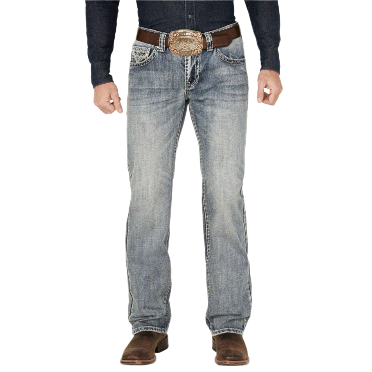 Men's Rock and Roll Regular Fit Stackable Boot Cut Jeans BMSPD03658 - Crazy House Western Wear