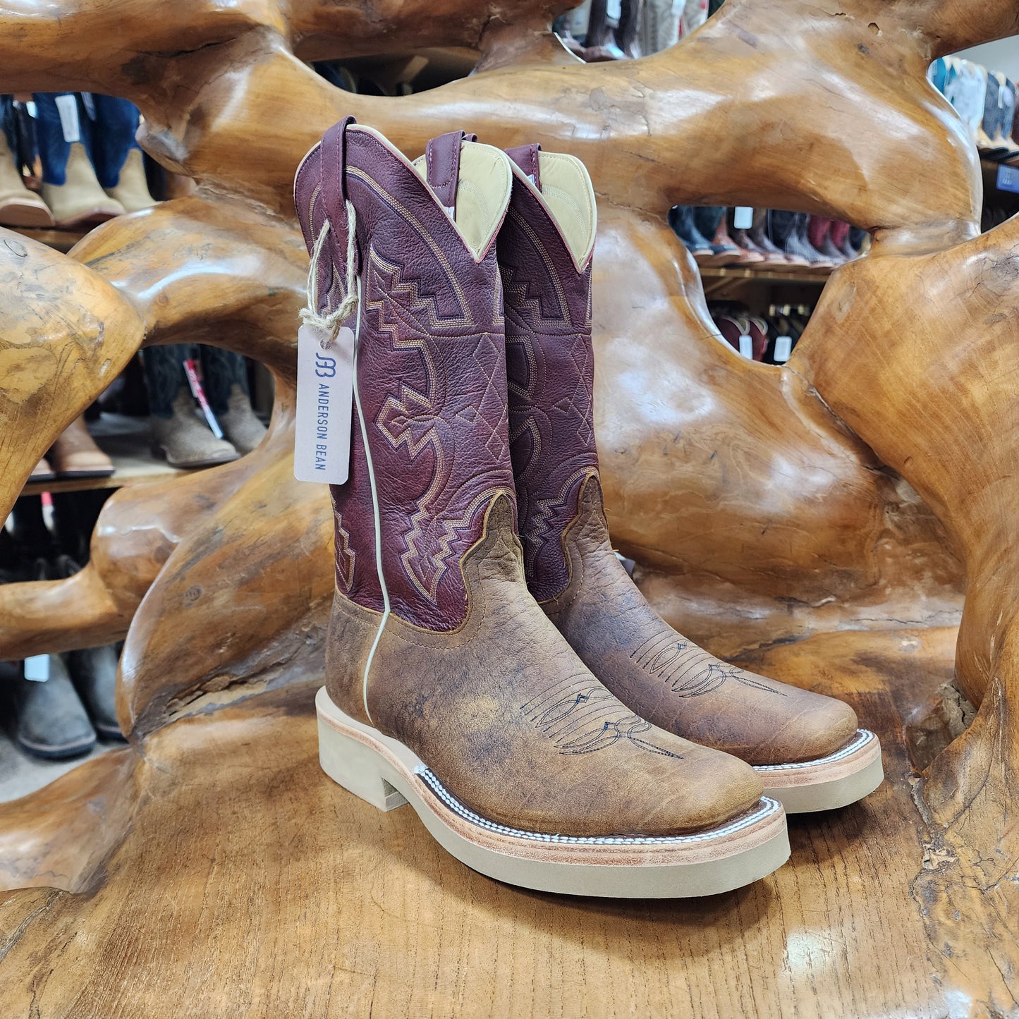 Anderson Bean Natural Brahma Bison with 13" Oxblood Outlaw Tops
