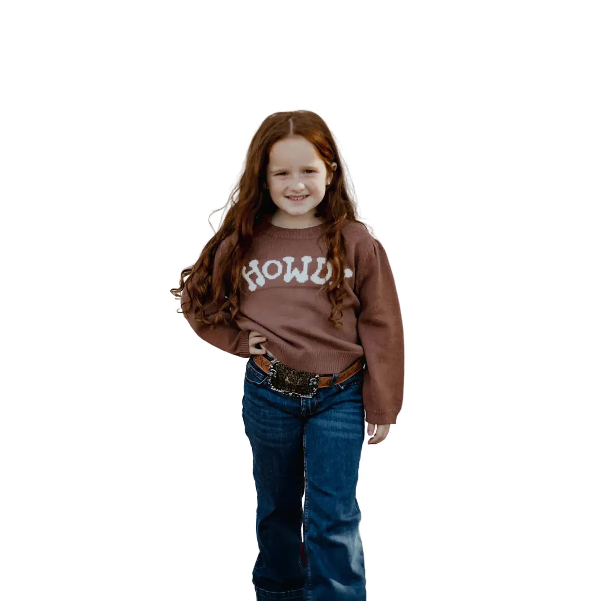 Girl's Twisted Filly Brown Puff Howdy Sweater