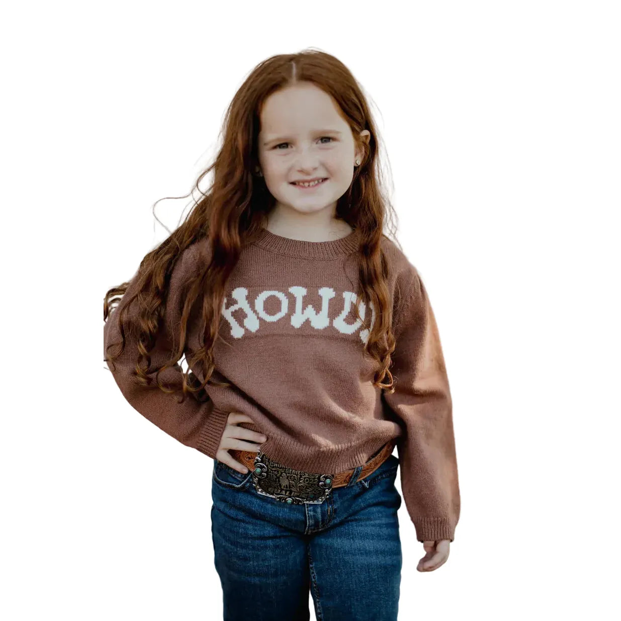 Girl's Twisted Filly Brown Puff Howdy Sweater