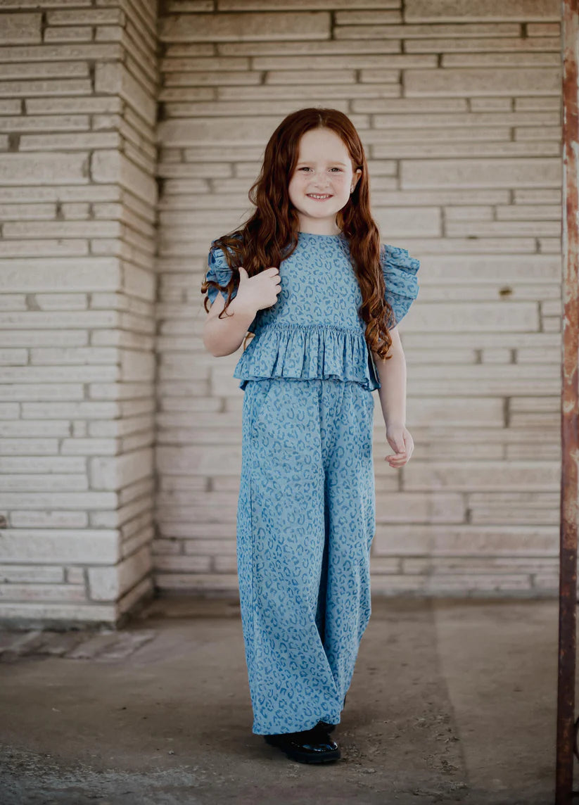 GIrl's Toddler Twisted Filly Denim Cheetah Set TF-2503T-DC