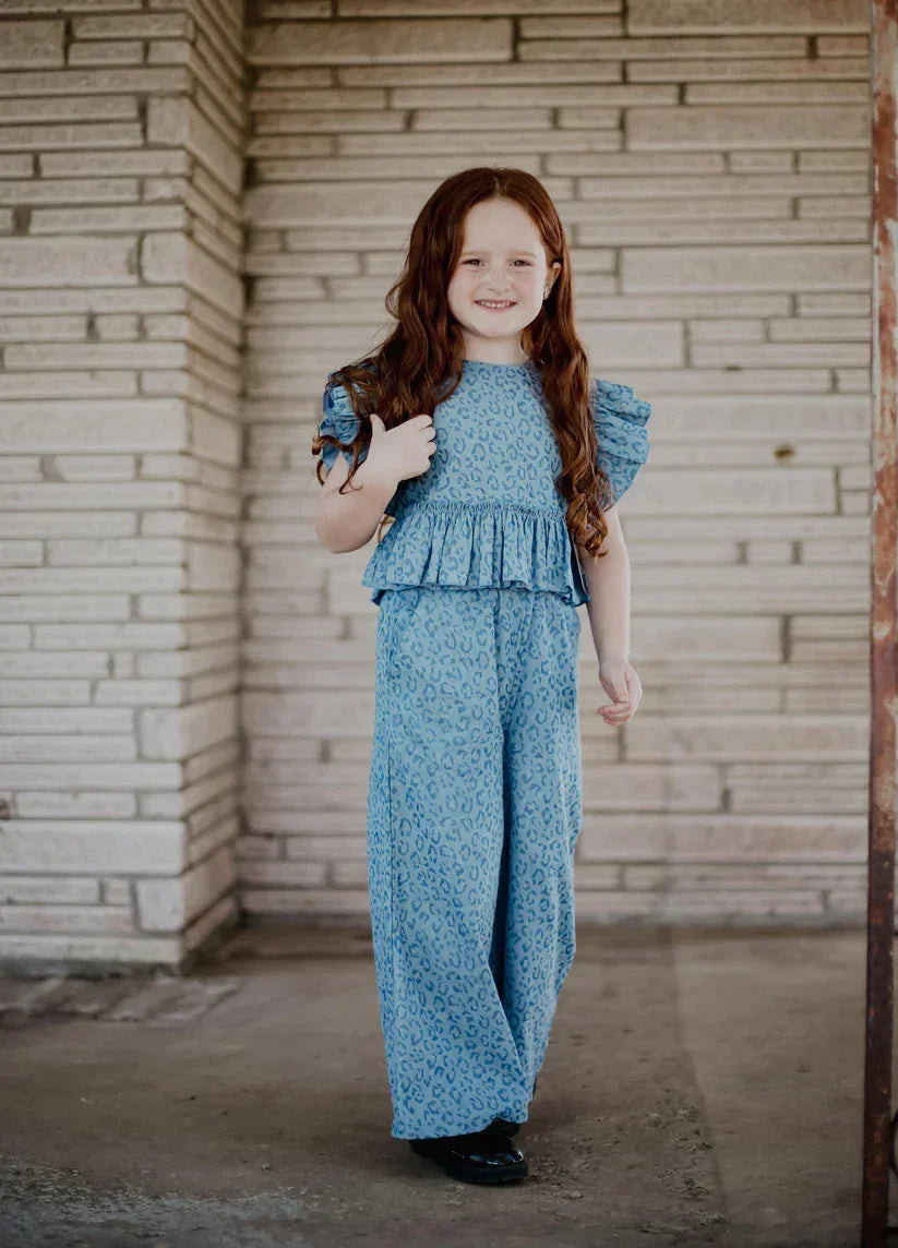 GIrl's Toddler Twisted Filly Denim Cheetah Set TF-2503T-DC