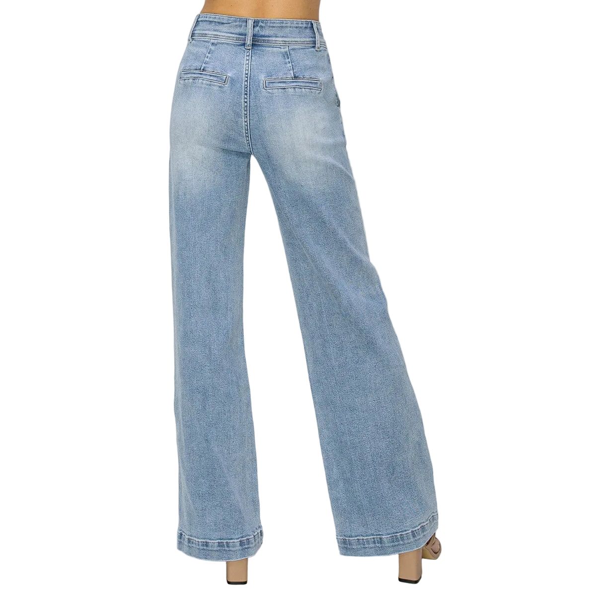Women's Risen High Rise Double Button Wide Jeans RDP5765