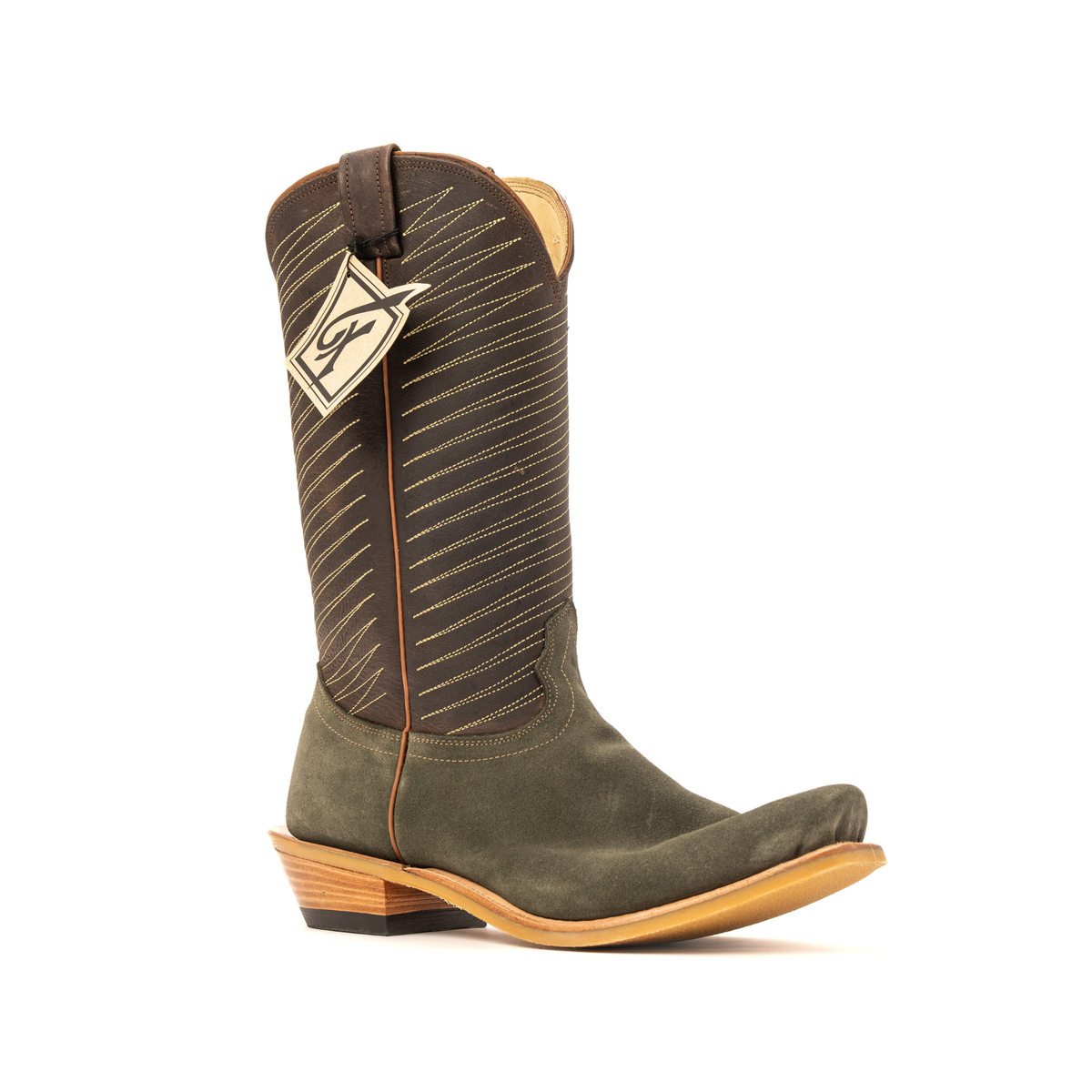 ソログッド モンキーブーツ ルーファー USA製 9D ブラウン Y1693 Men's Fenoglio Olive Roughout Cutter Toe Boots FB29611344 – Crazy