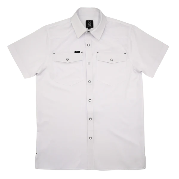 Boy's SanJac White Short Sleeve Snap Up Y-COAHUILA-S/S-WHT - Crazy House Western Wear