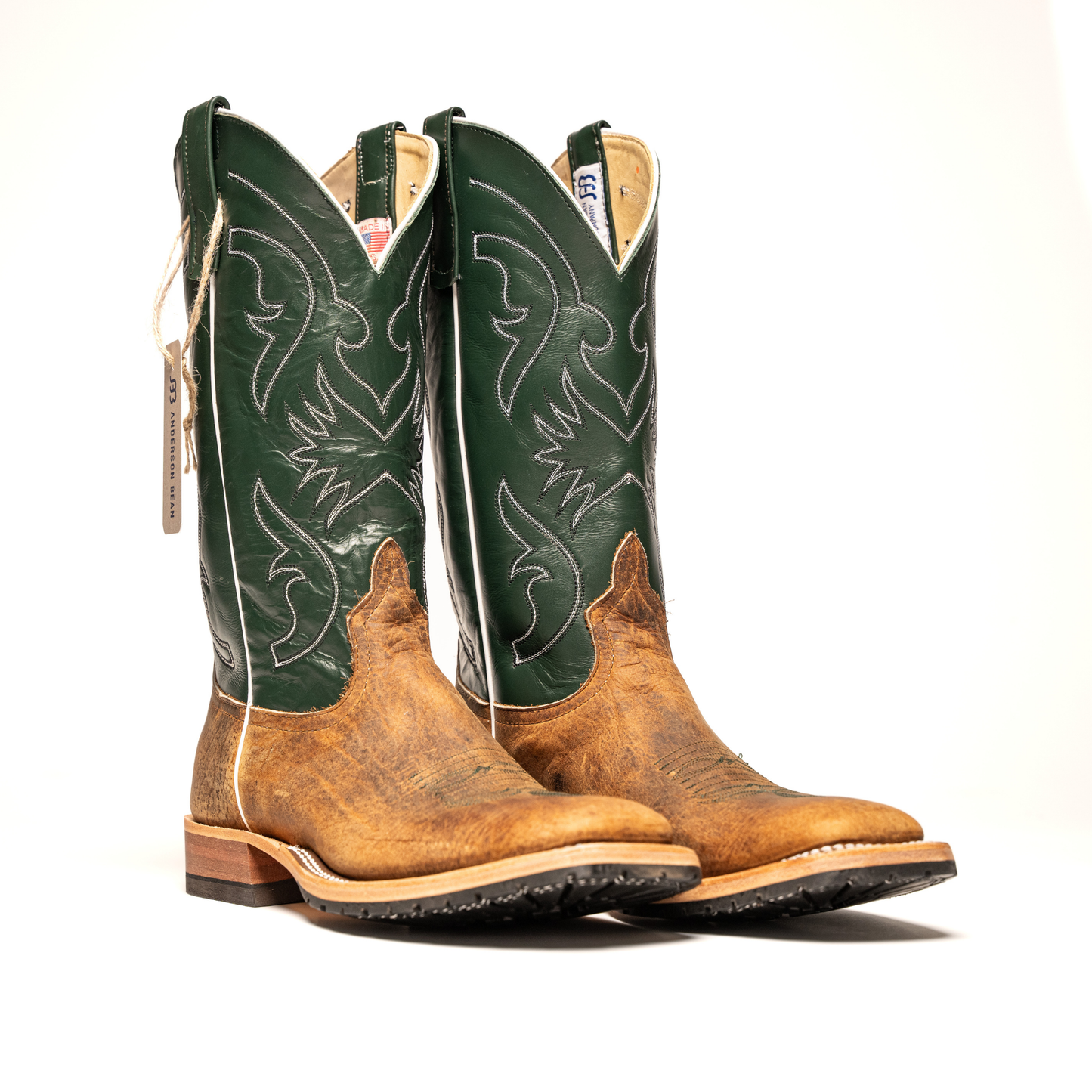 Anderson Bean Distressed Bison with 13" Green Glove Top - Crazy House Western Wear