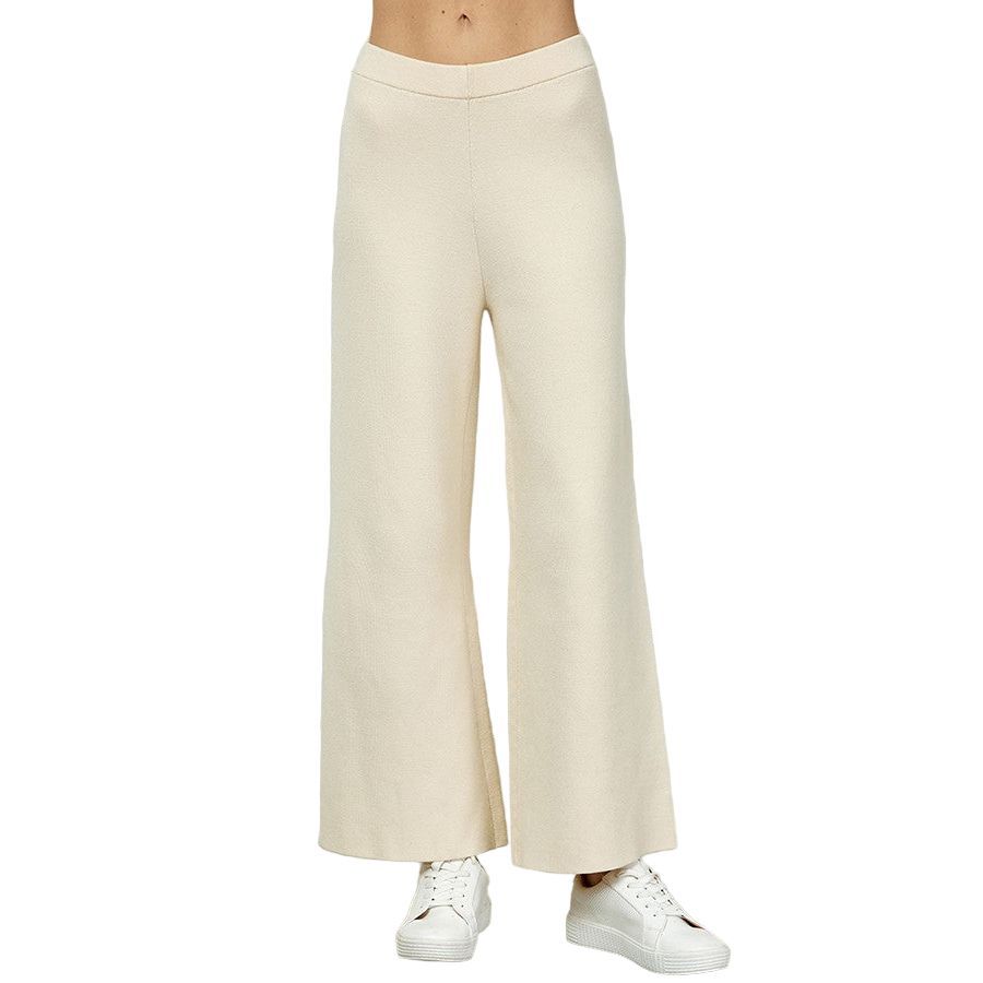 Women's Cream Cropped Wide Sweater Pants