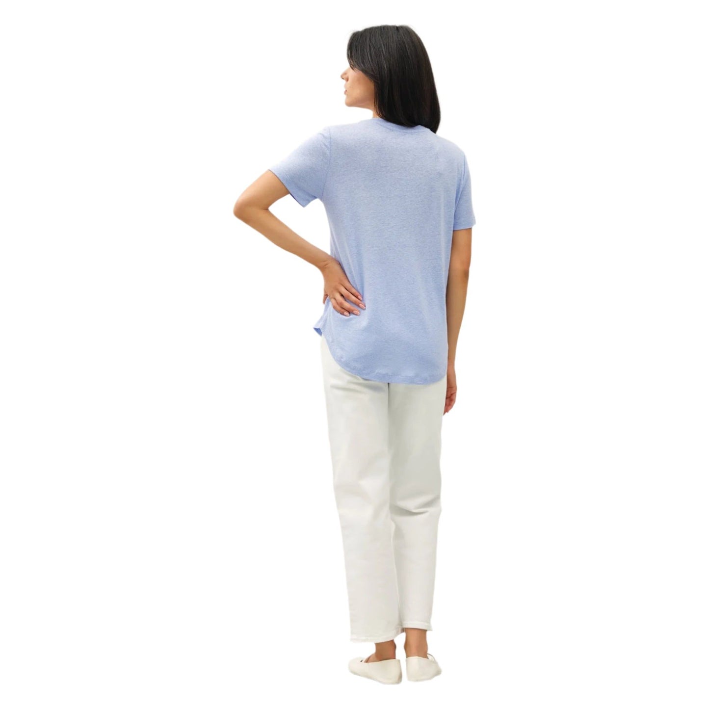 Women's Linen Basic V-Neck Short Sleeve T-shirt 19323 - Crazy House Western Wear