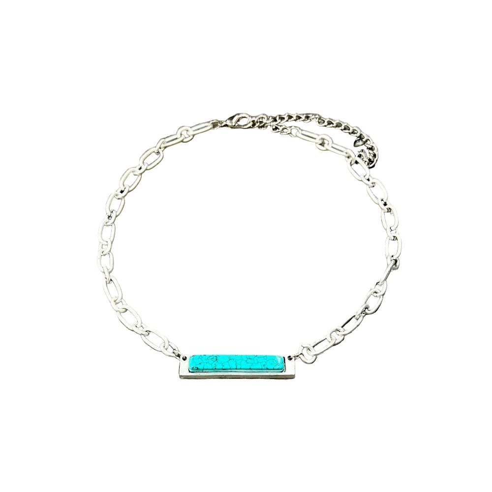 Women's Isac 15" to 20" Long Bar Turquoise Necklace