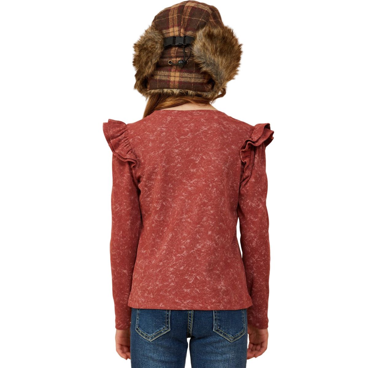 Girls Washed Ruffled Knit Top GY8826