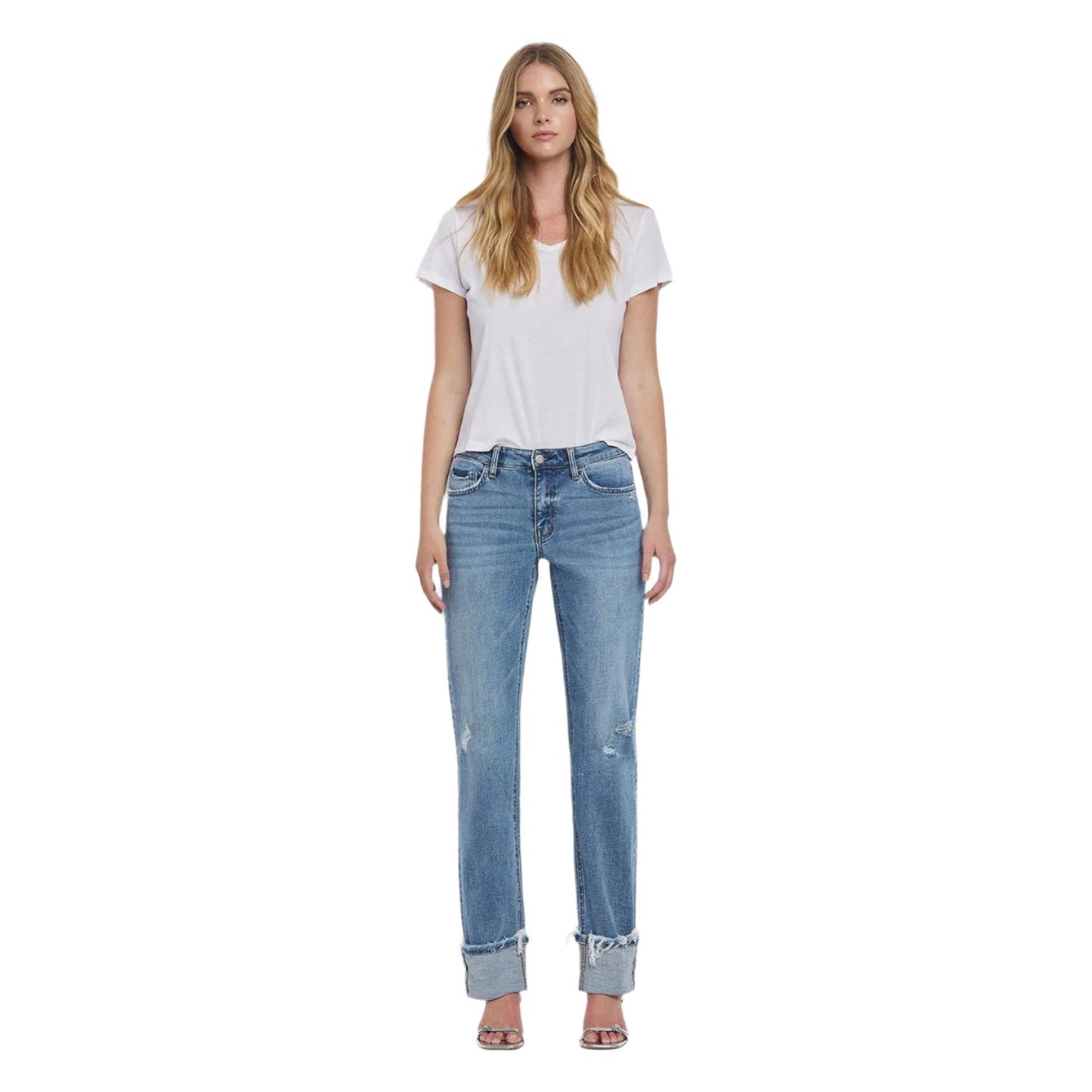 Women's Lovervet Mid Rise Cuffed Straight Jeans LV1504