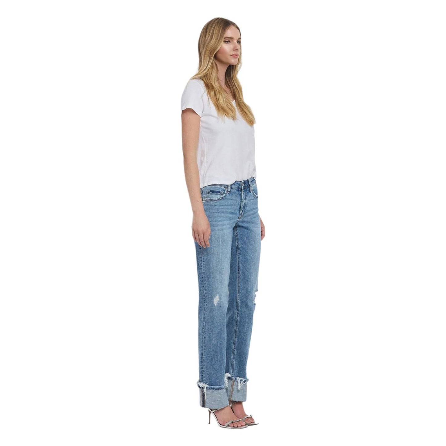 Women's Lovervet Mid Rise Cuffed Straight Jeans LV1504