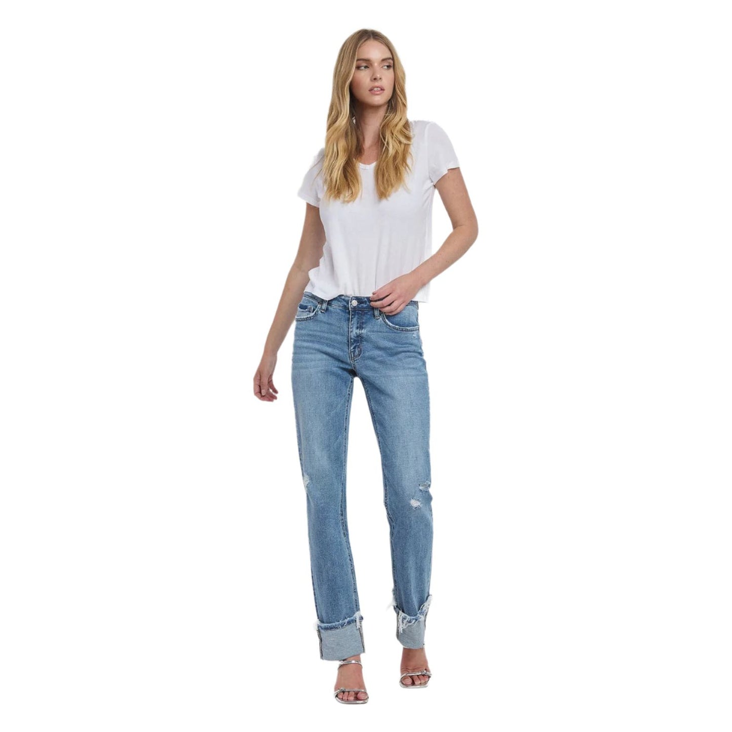 Women's Lovervet Mid Rise Cuffed Straight Jeans LV1504