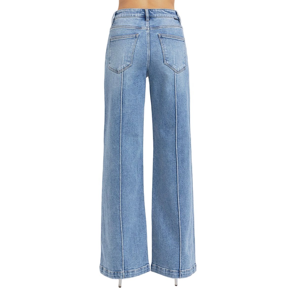 Women's High Waist Wide Leg Pintuck Detailed Jeans RDP5989