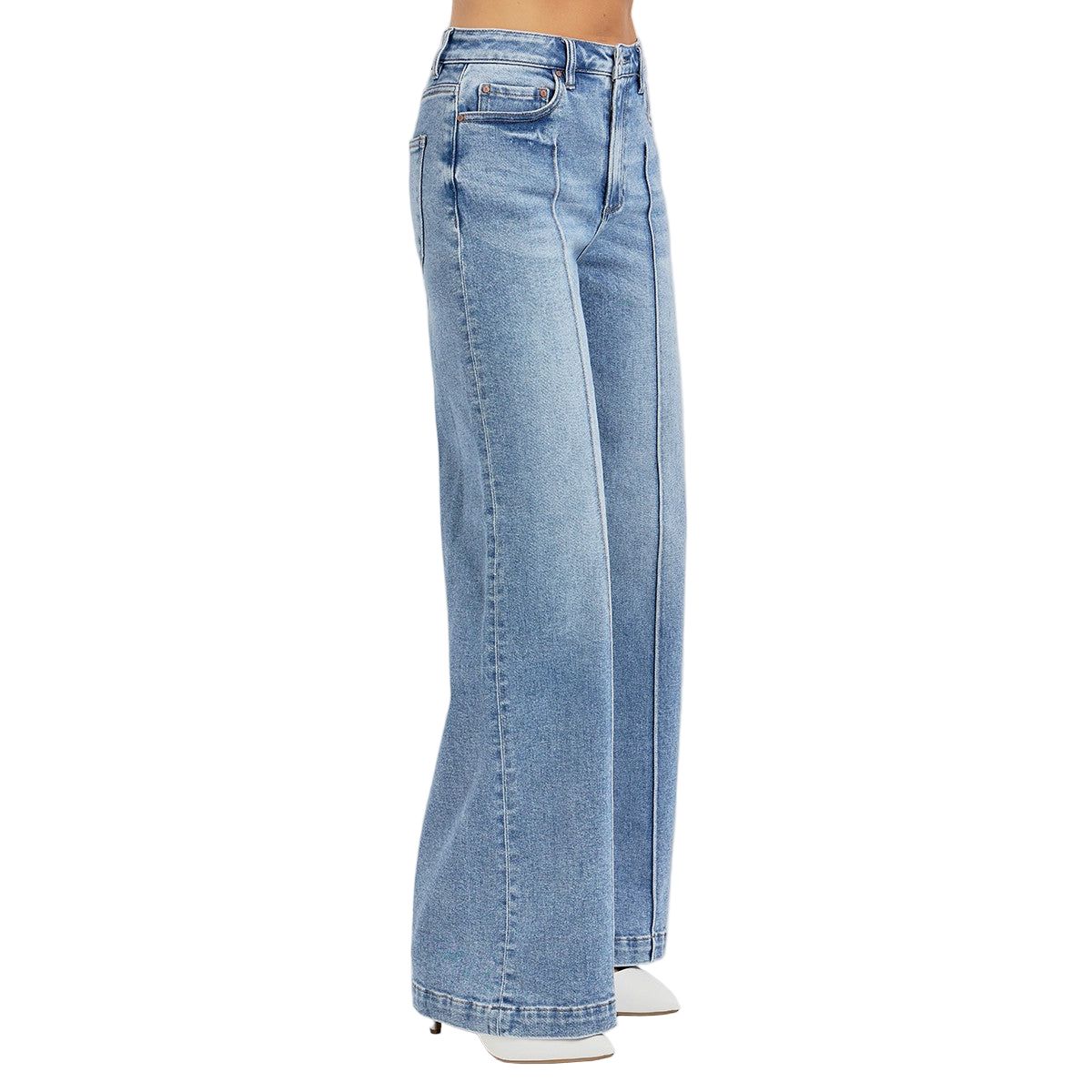 Women's High Waist Wide Leg Pintuck Detailed Jeans RDP5989