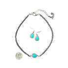 Women's Isac Handmade Navajo Turquoise Necklace Earrings Set