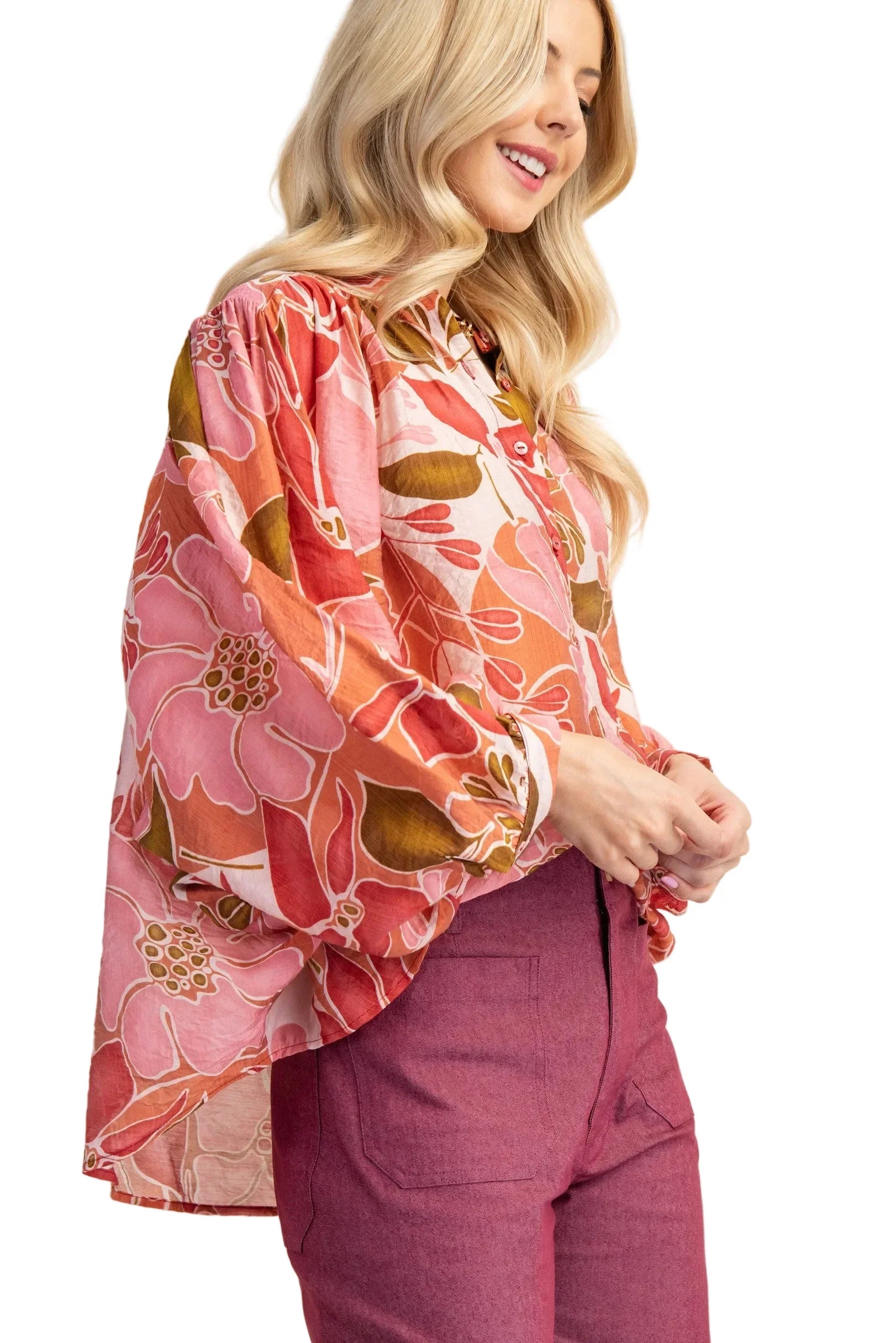 Women's Gigio Coral Mix Batwing Blouse TG1474