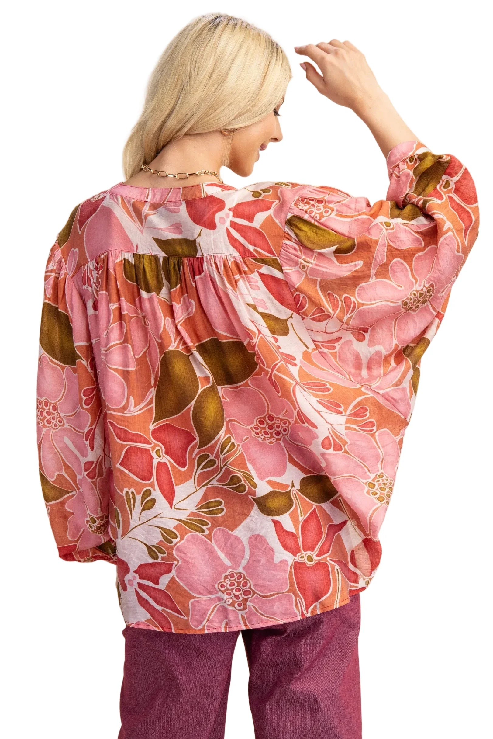 Women's Gigio Coral Mix Batwing Blouse TG1474