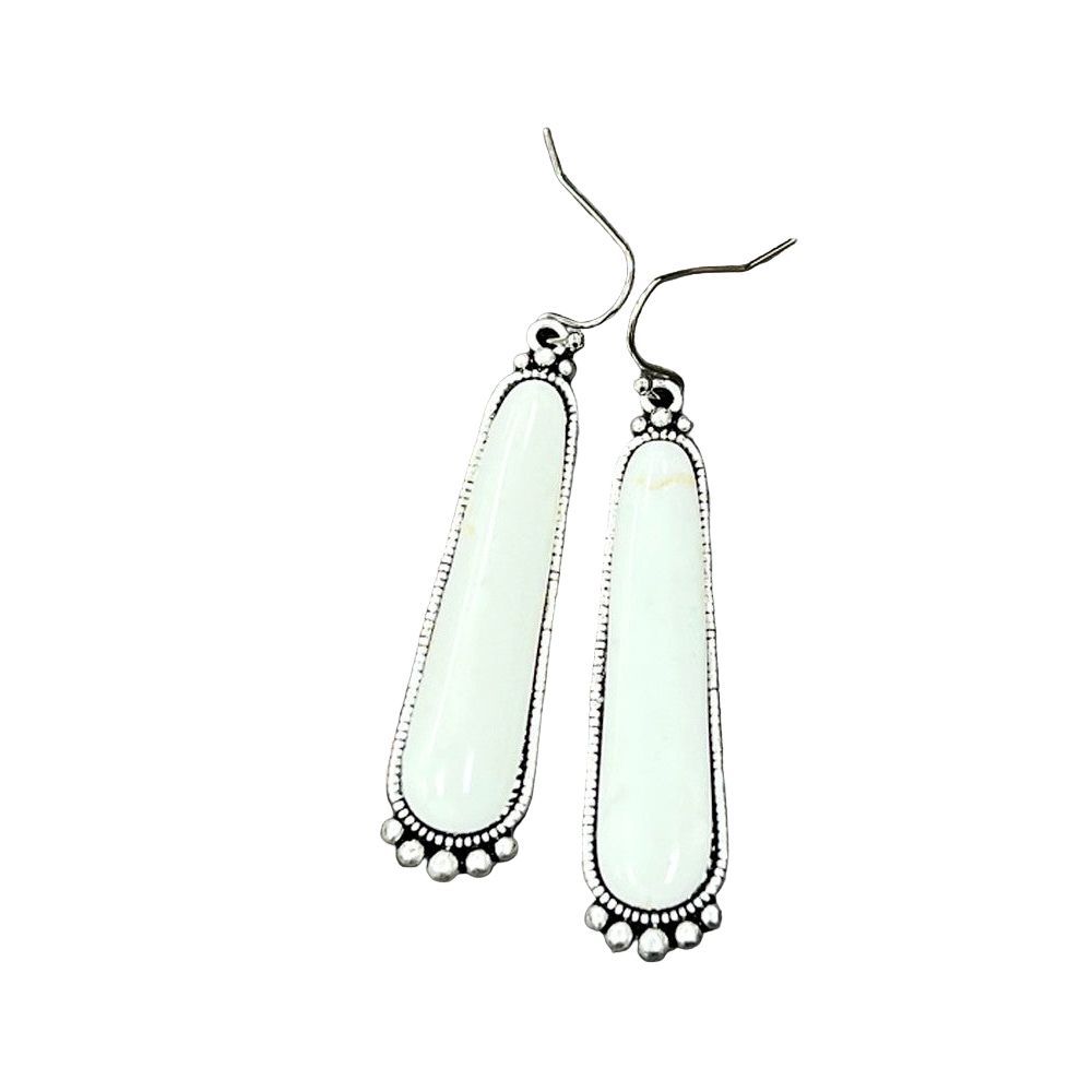 Women's Isac 2" Long White Turquoise Earrings