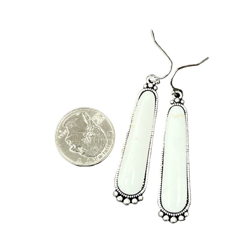 Women's Isac 2" Long White Turquoise Earrings