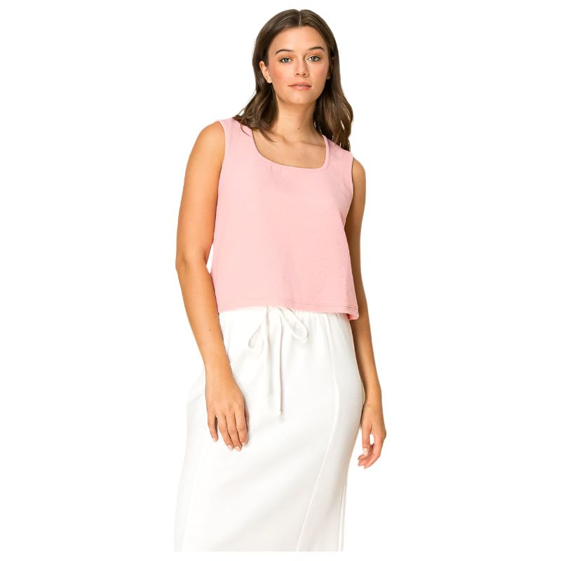 Women's Tres Bien Square Neck Knit Tank Top T-41456 - Crazy House Western Wear