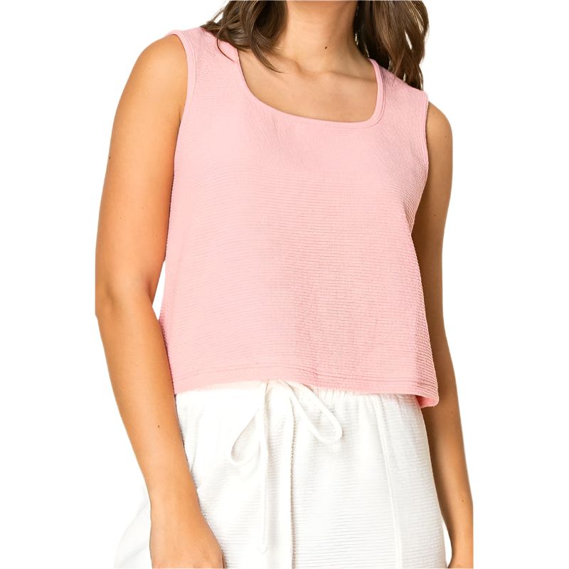 Women's Tres Bien Square Neck Knit Tank Top T-41456 - Crazy House Western Wear