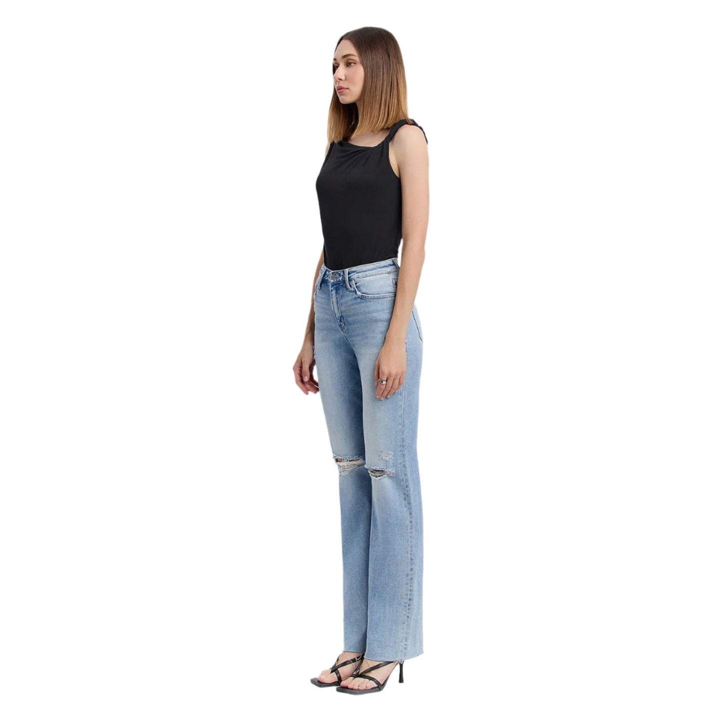 Women's Flying Monkey High Rise Distressed Slim Wide Jeans F5781 - Crazy House Western Wear