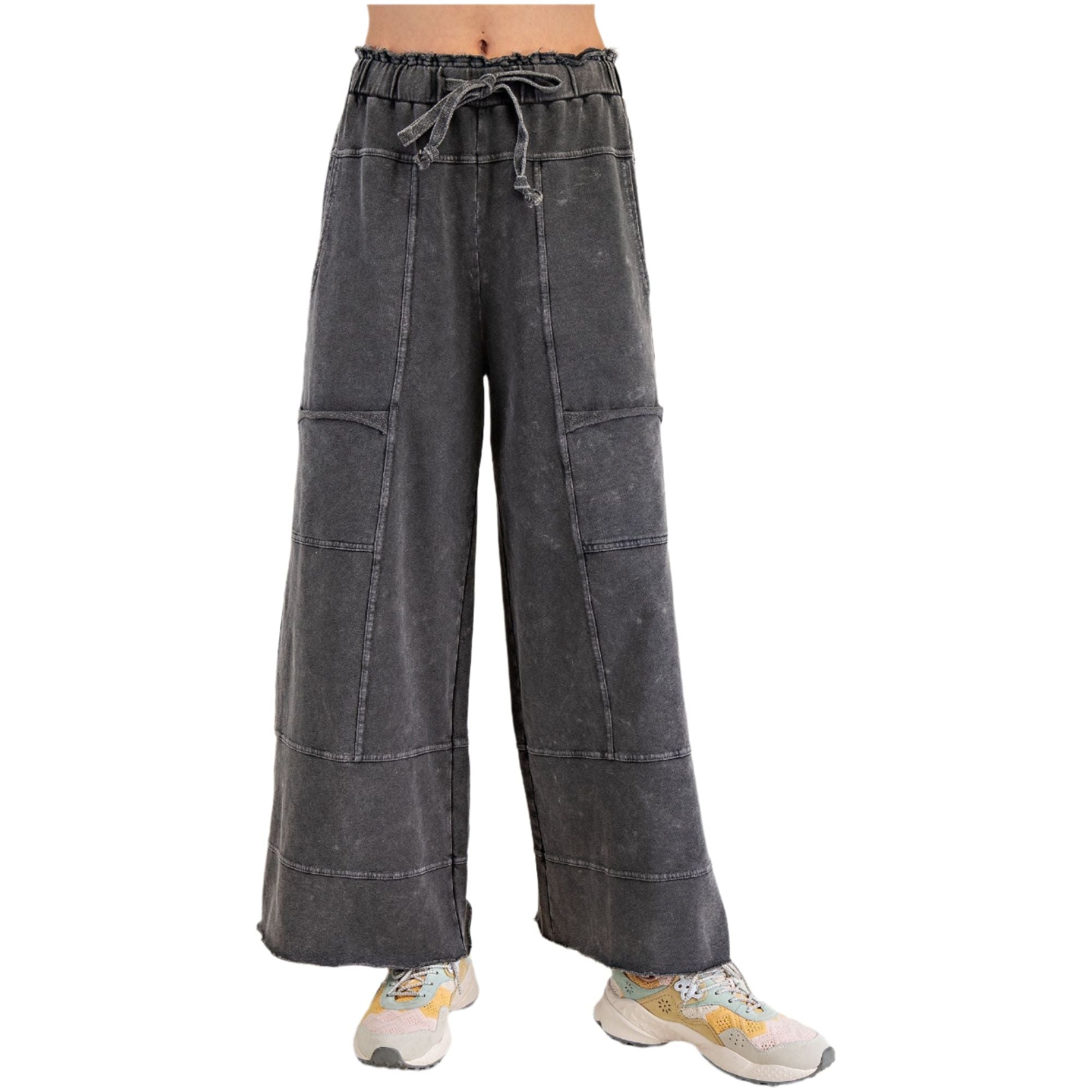 Women's Mineral Washed Terry Knit Pants EB41308 - Crazy House Western Wear