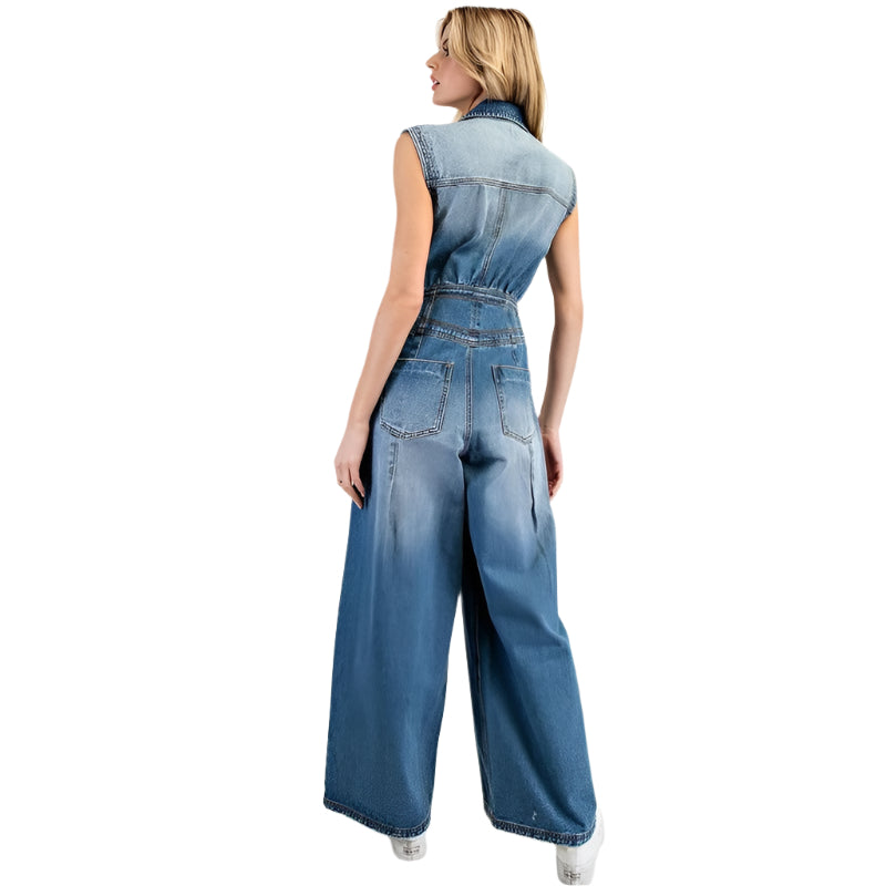 Women's ee:some Snow Washed Casual Button Down Jumpsuit BG10830 - Crazy House Western Wear