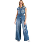 Women's ee:some Snow Washed Casual Button Down Jumpsuit BG10830 - Crazy House Western Wear