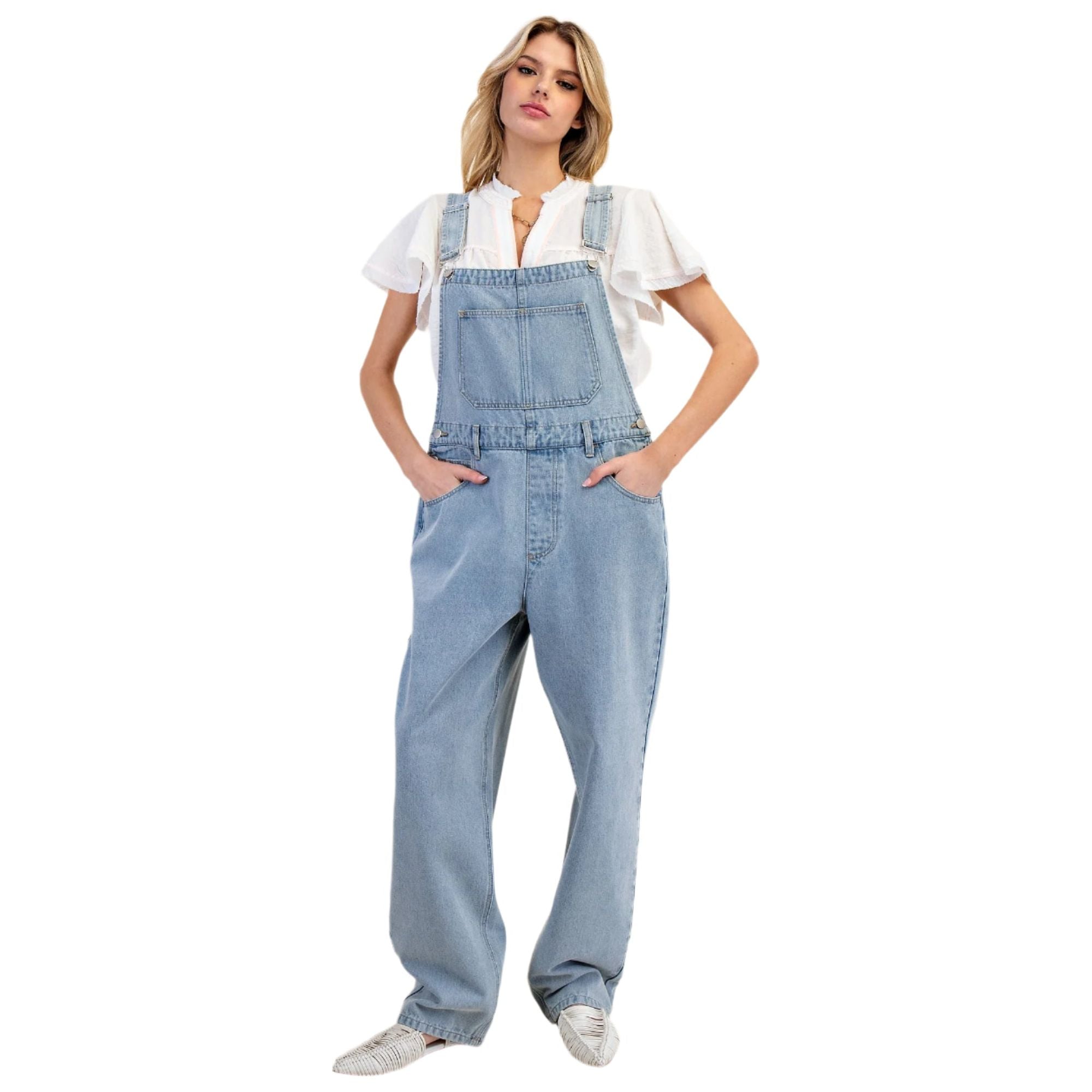 Women's Washed Denim Overalls EB90075 - Crazy House Western Wear