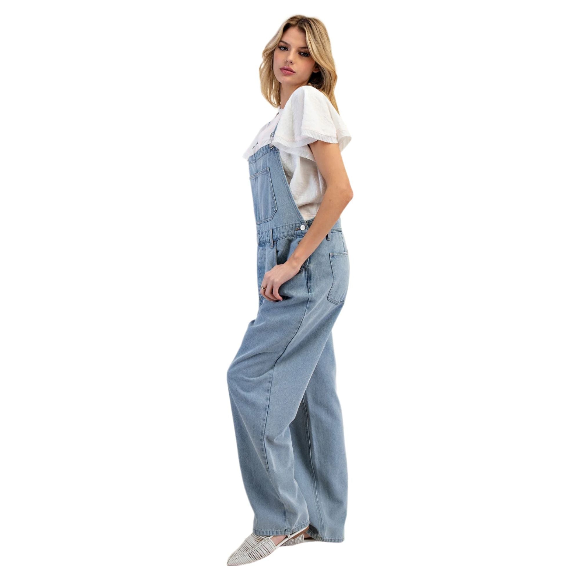 Women's Washed Denim Overalls EB90075 - Crazy House Western Wear