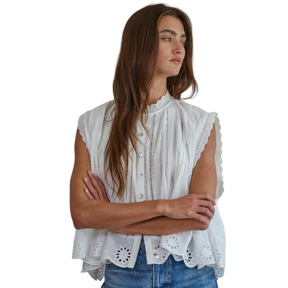 Women's Adva Eyelet Button-down Top L8162