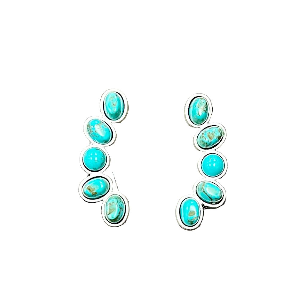 Women's Isac 1.5" Long Navajo Turquoise Stud Earrings