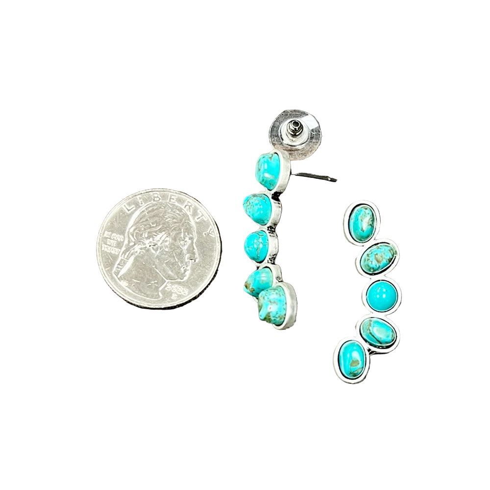 Women's Isac 1.5" Long Navajo Turquoise Stud Earrings
