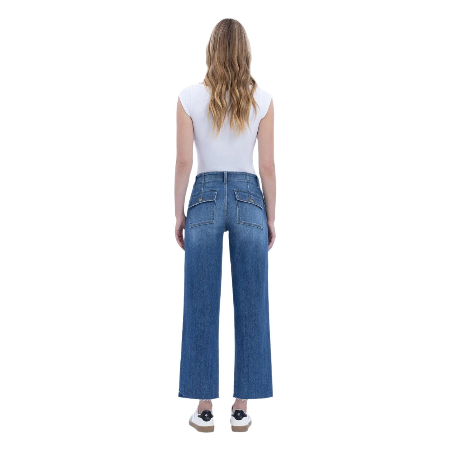 Women's High Rise Crop Utility Pocket Straight Jeans LV1355 - Crazy House Western Wear