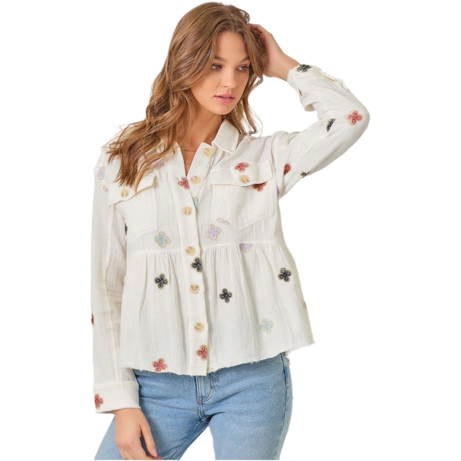 Women's Washed Peplum Jacket 61004-TOP - Crazy House Western Wear