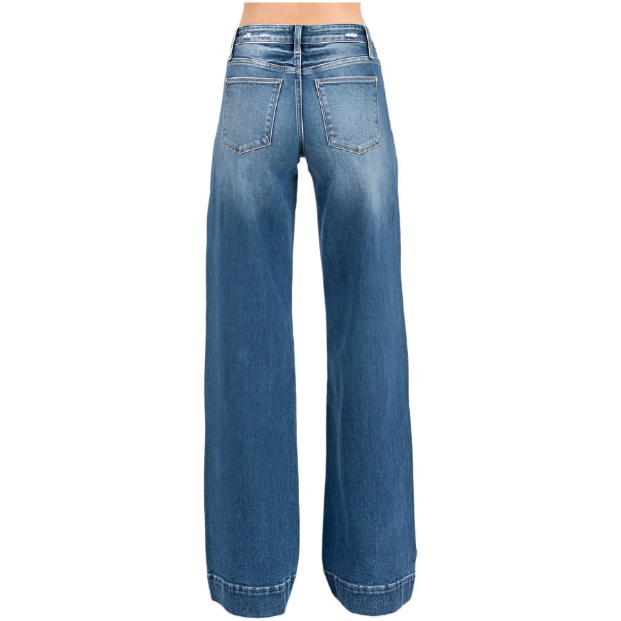 Women's Mid Rise Stretch Trouser Wide Leg Jeans P1365W - Crazy House Western Wear