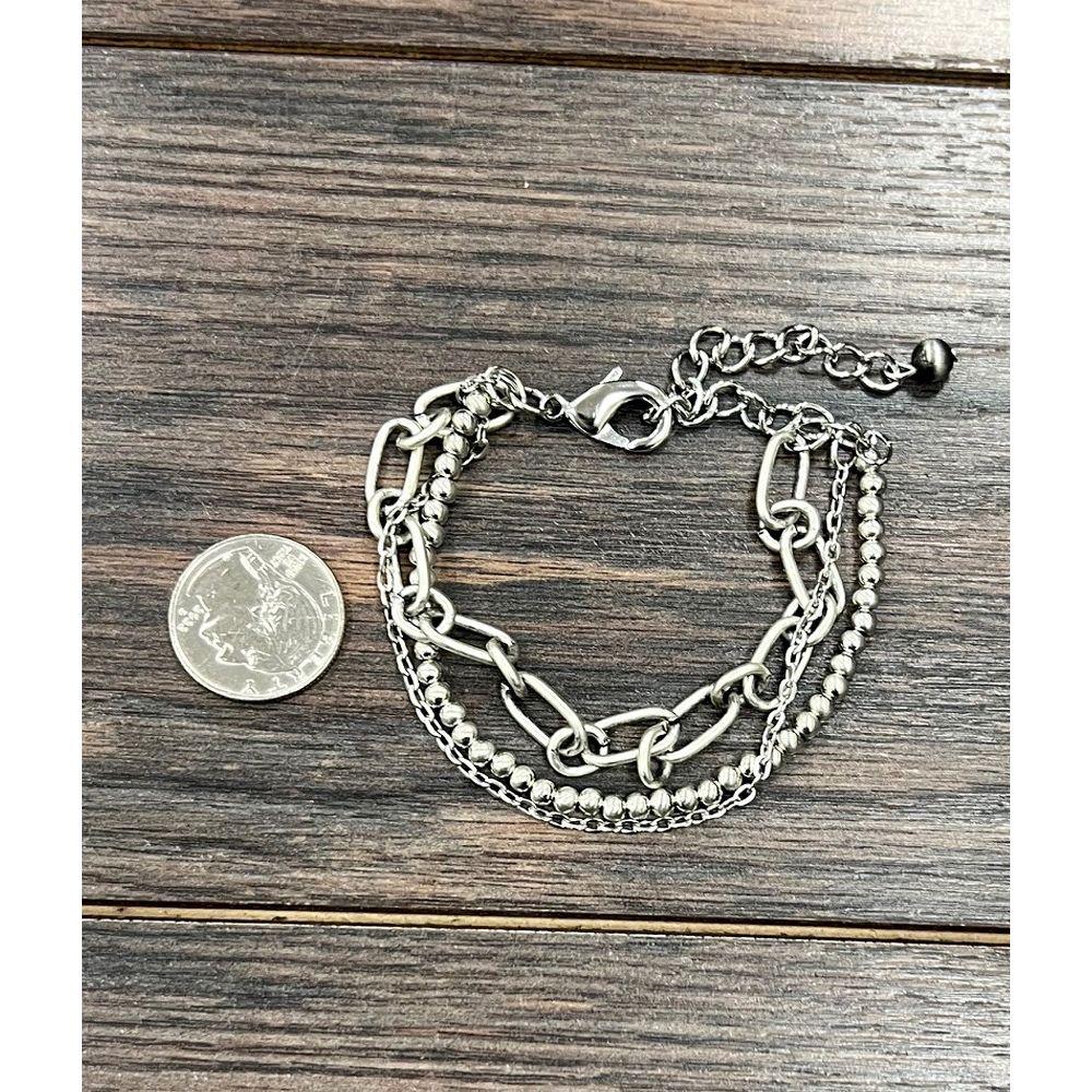 Women's Isac Silver Western Bead Strand Adjustable Bracelet 711591