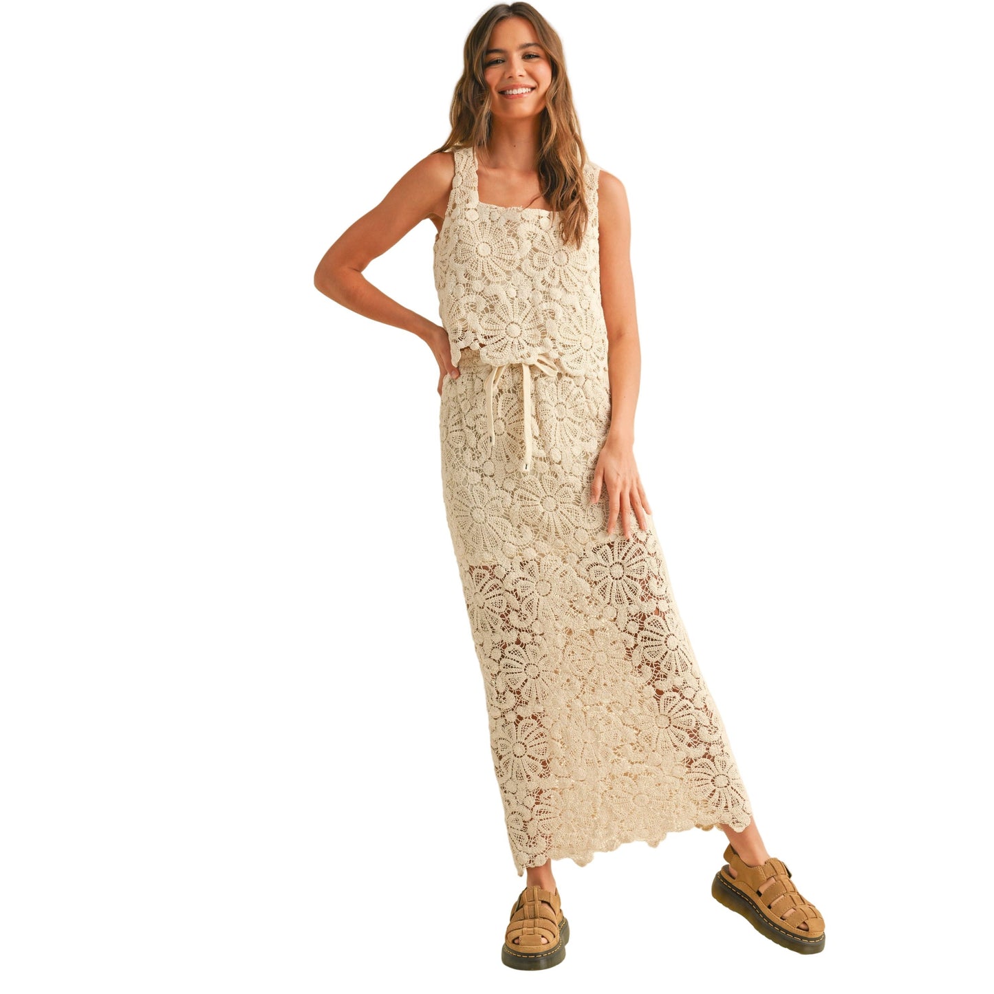 Women's Flower Crochet Sleeveless Top T5515ST