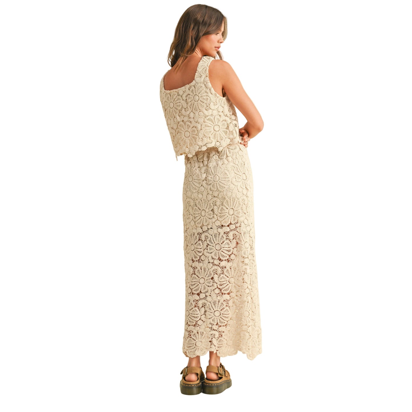 Women's Flower Crochet Sleeveless Top T5515ST