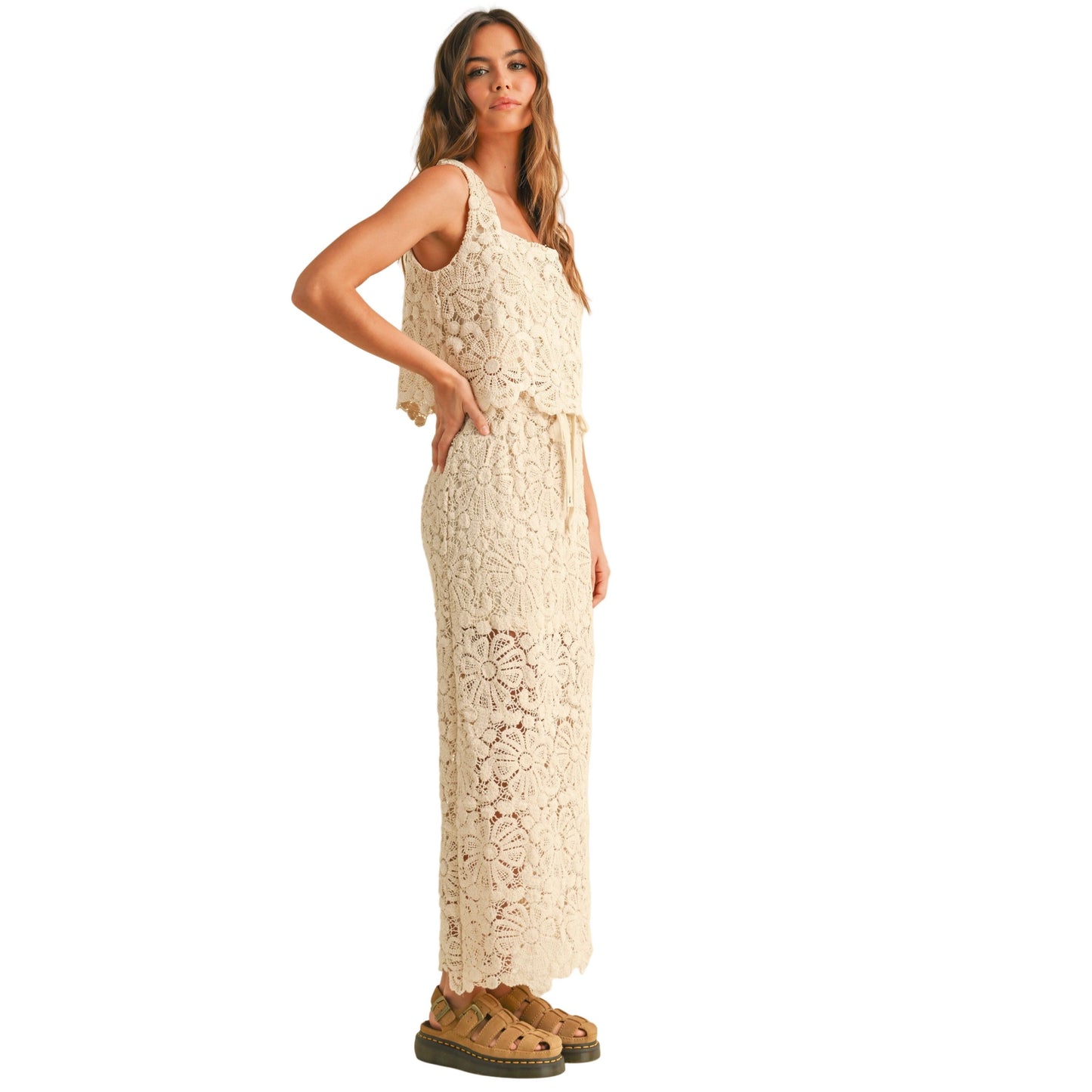Women's Flower Crochet Sleeveless Top T5515ST