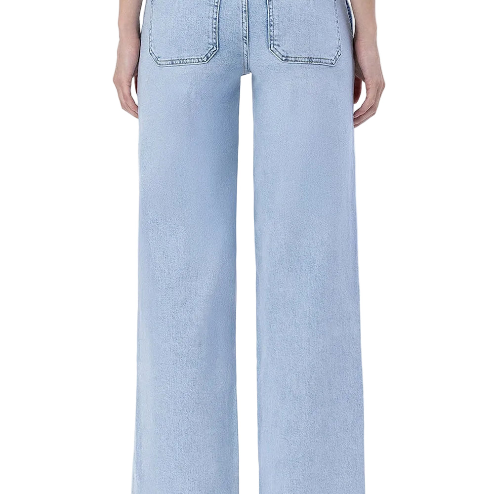 Women's High Rise Drawstring Waistband Wide Leg Jeans