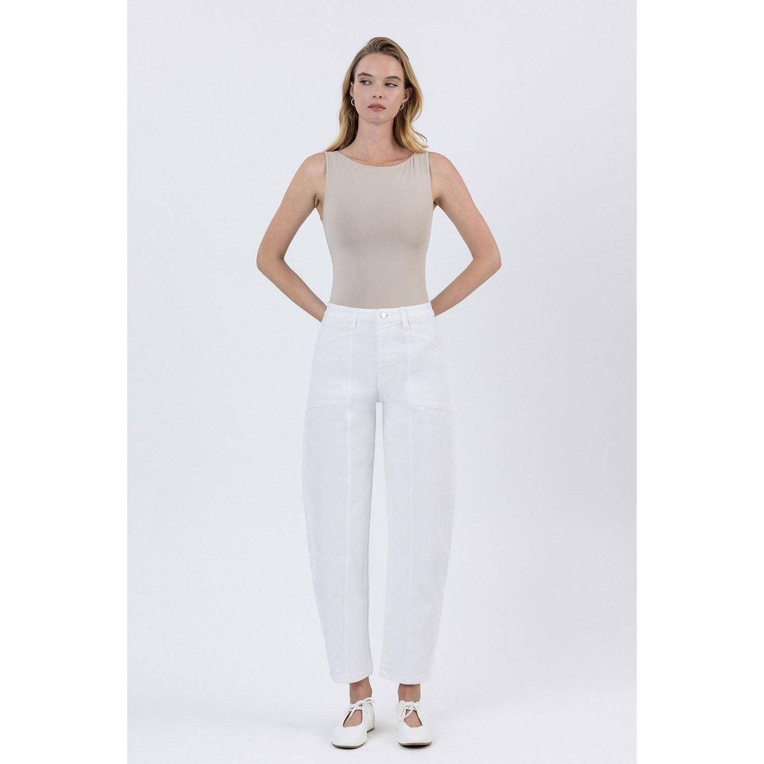 Women's Flying Monkey Super High Rise Panel Barrel Jeans F5880WH - Crazy House Western Wear