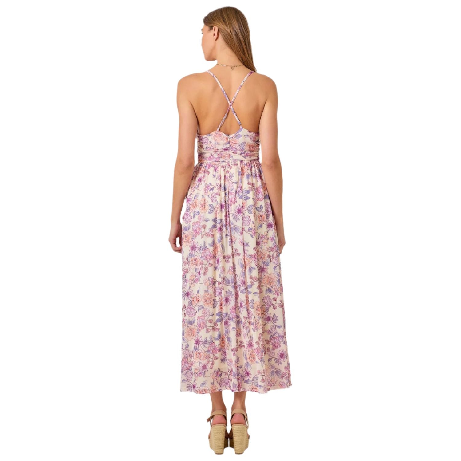 Women's Criss Cross Back Pleating Mesh Dress 60646 - Crazy House Western Wear