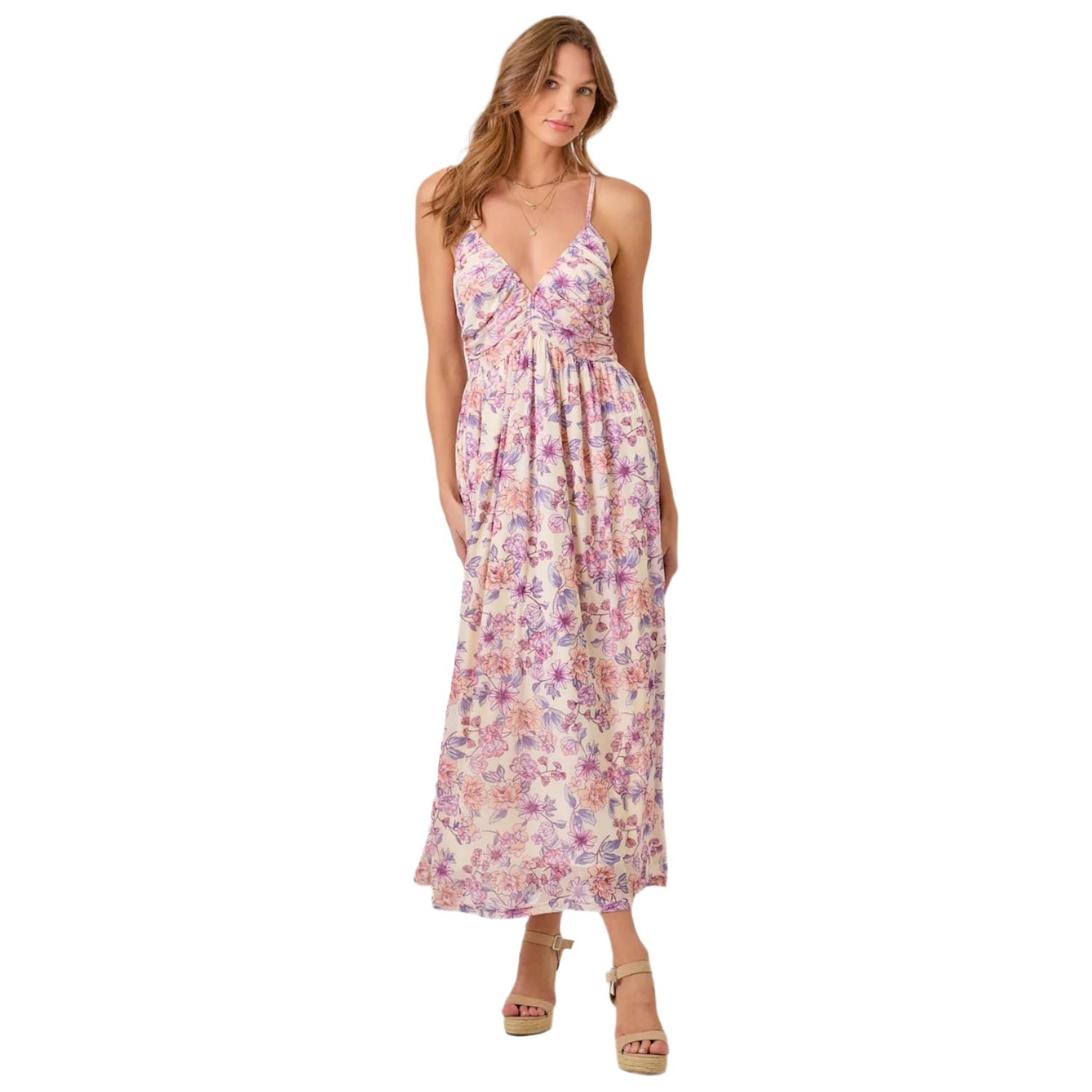 Women's Criss Cross Back Pleating Mesh Dress 60646 - Crazy House Western Wear