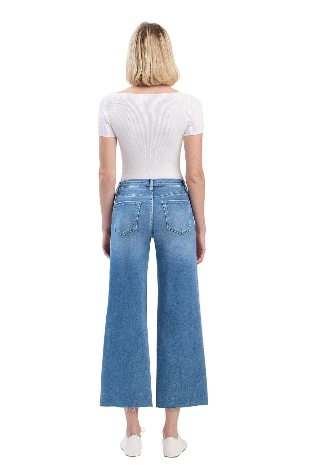Women's Vervet High RIse Clean Cut Raw Hem Cropped Wide Leg Jeans V3632