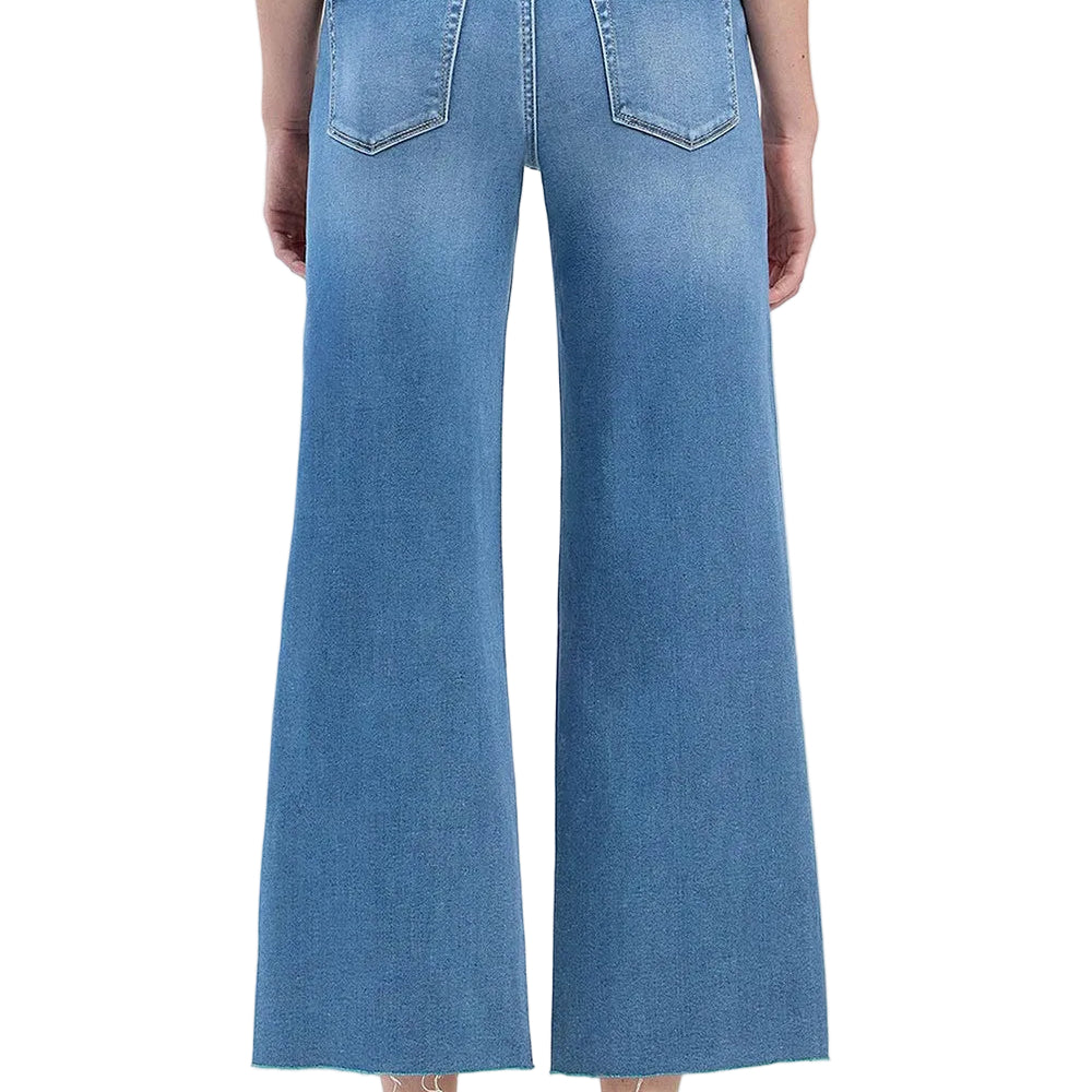 Women's Vervet High RIse Clean Cut Raw Hem Cropped Wide Leg Jeans V3632